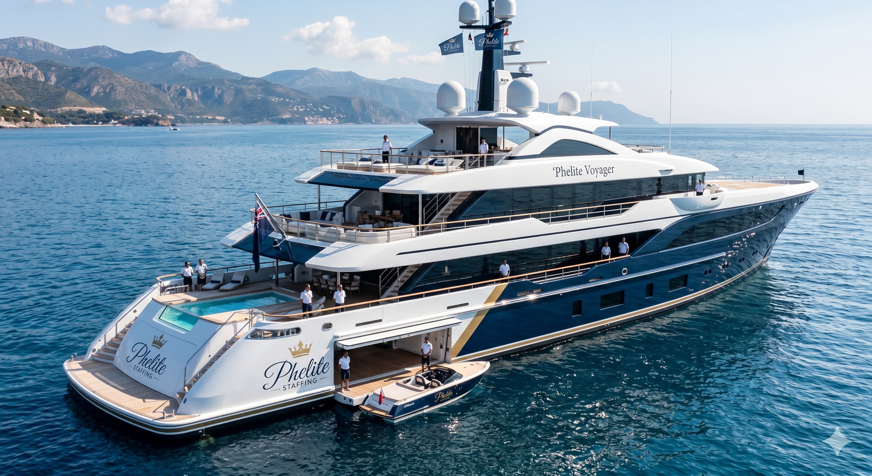 Luxury yacht in the Mediterranean for elite crew placement